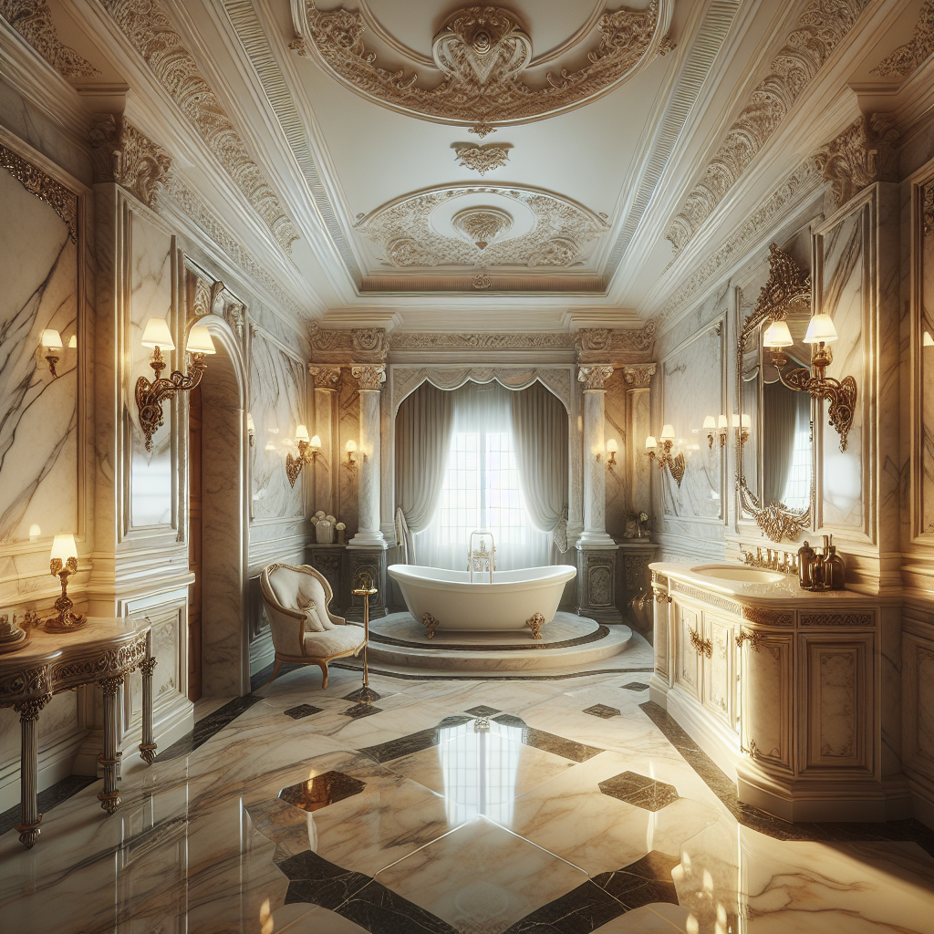 Marble installation in elegant bathroom